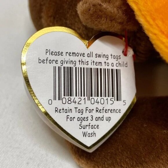 Ty Beanie Baby Original Chocolate 1993 Retired P .E. Pellets Error Red Stamp 205 - Picture 5 of 16